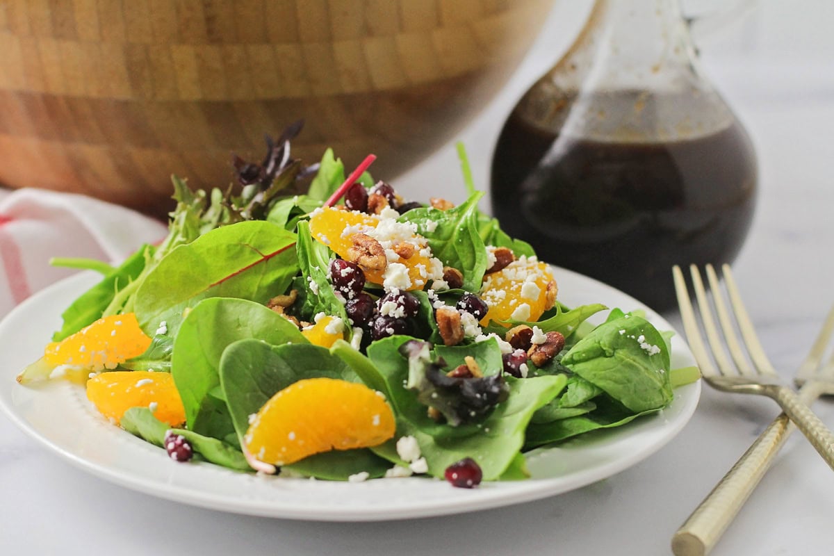 Balsamic vinaigrette on a salad.