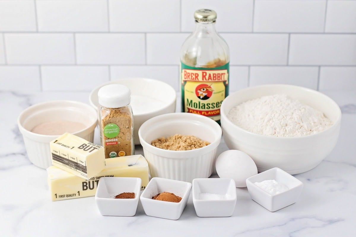 Ingredients for ginger snaps.