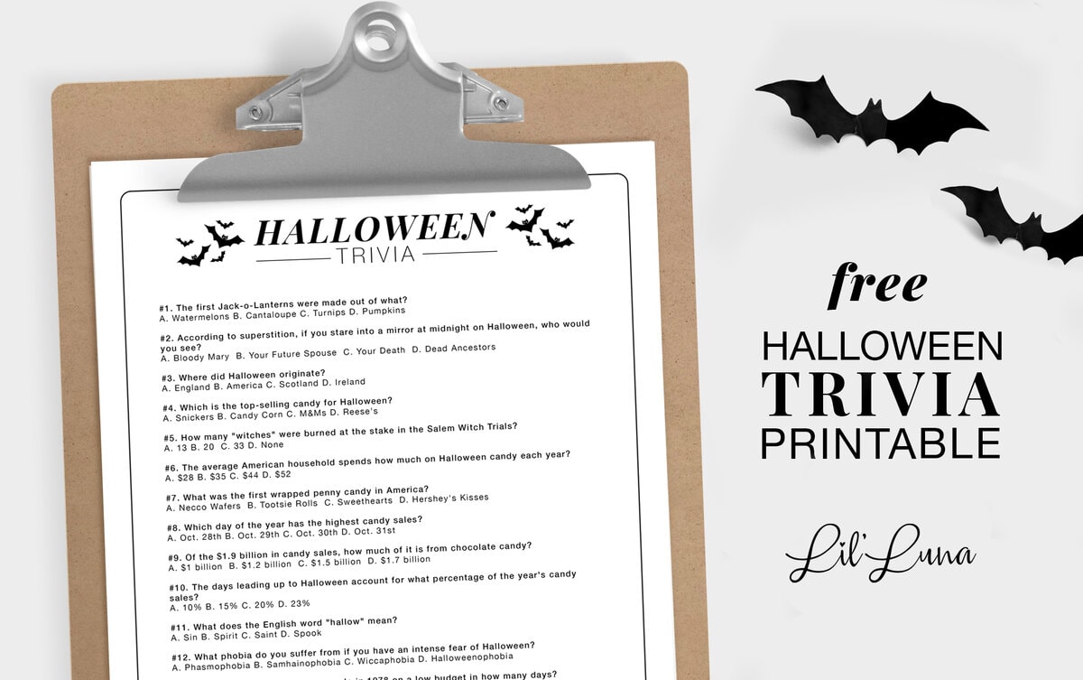 Graphic of Halloween trivia print-out.