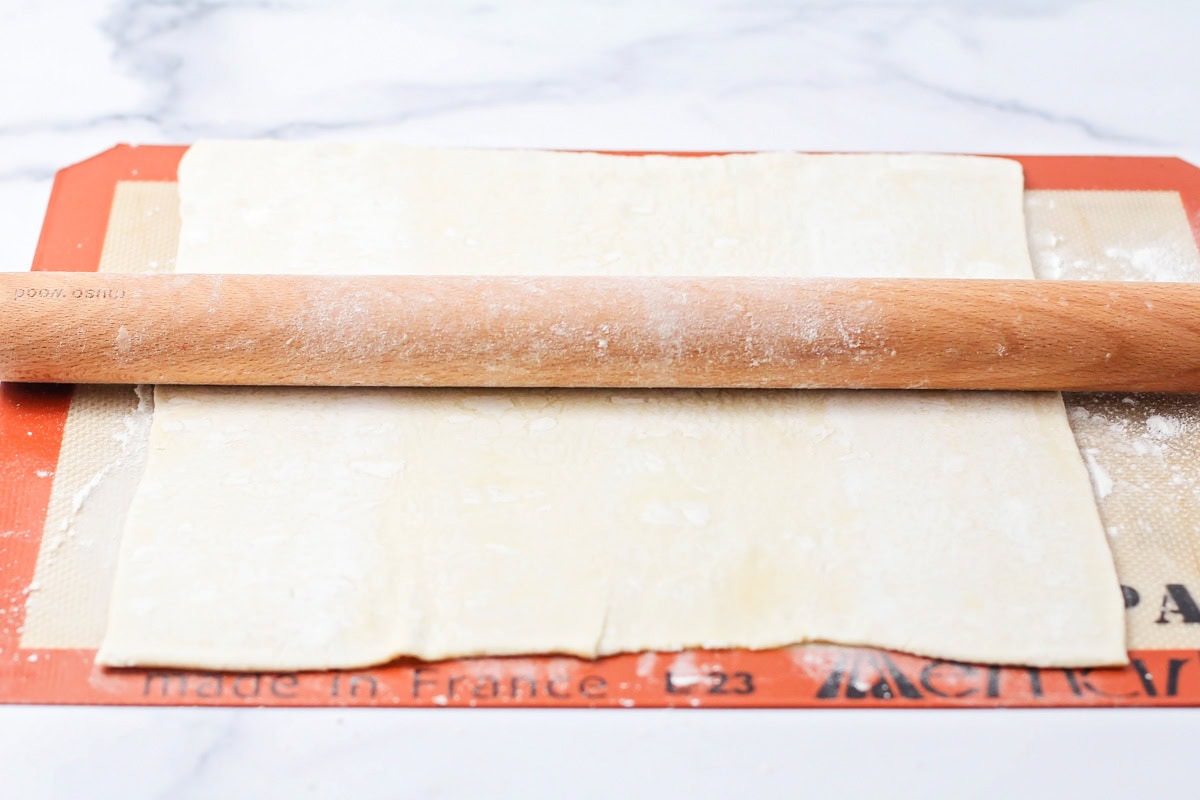 Roll out puff pastry dough.