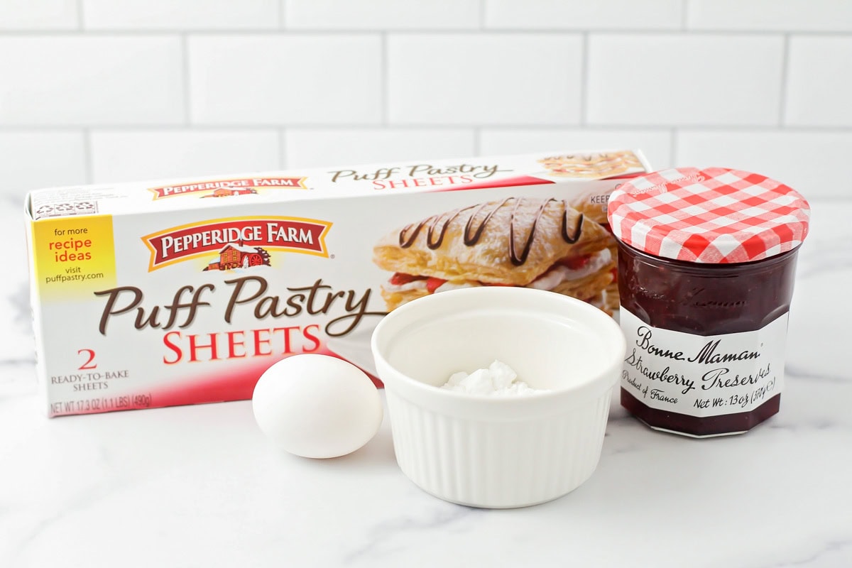 Puffy pastry ingredients on a kitchen counter.