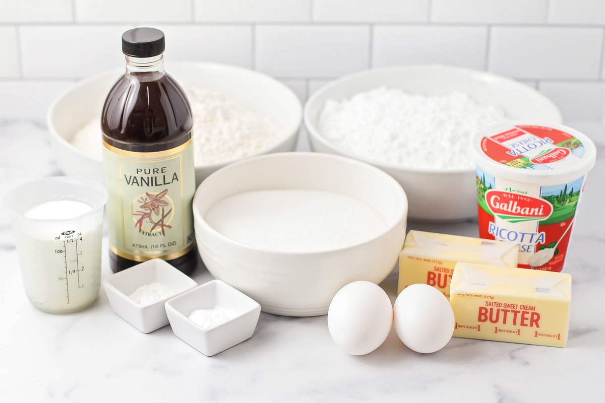 Cookie ingredients on a kitchen counter.