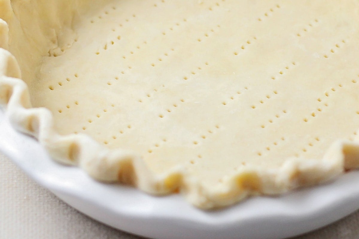 A close up of a pie crust. 