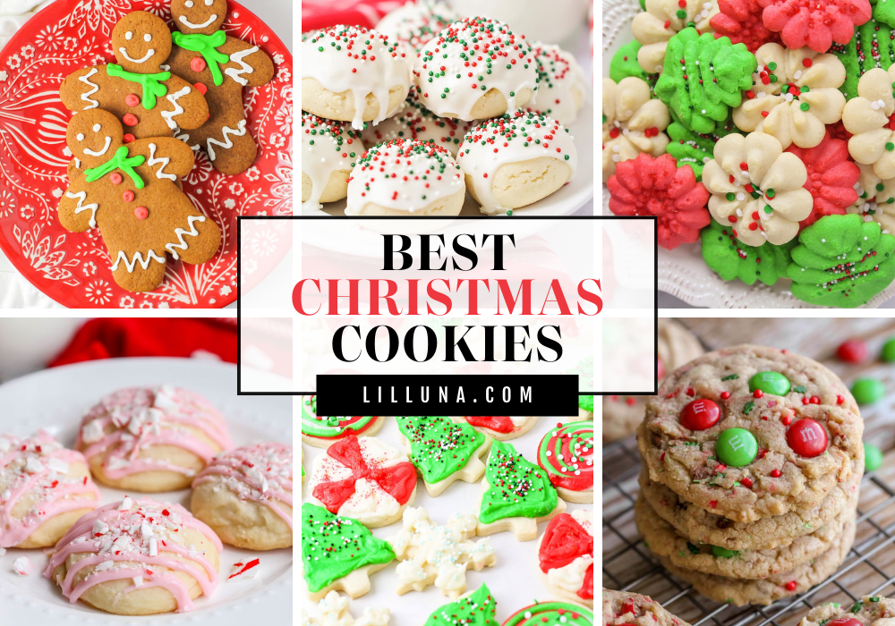 Collage of Christmas cookie recipes.