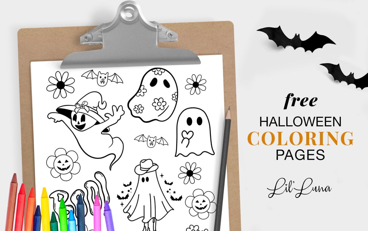 Free Halloween coloring pages graphic.