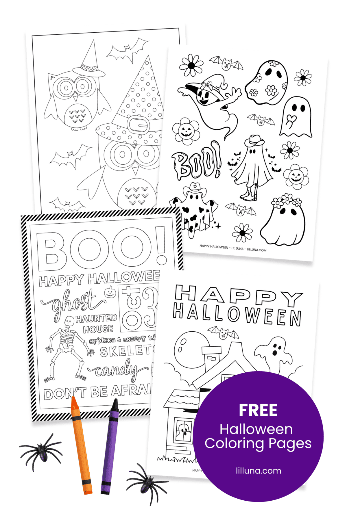 Free Halloween coloring pages graphic.