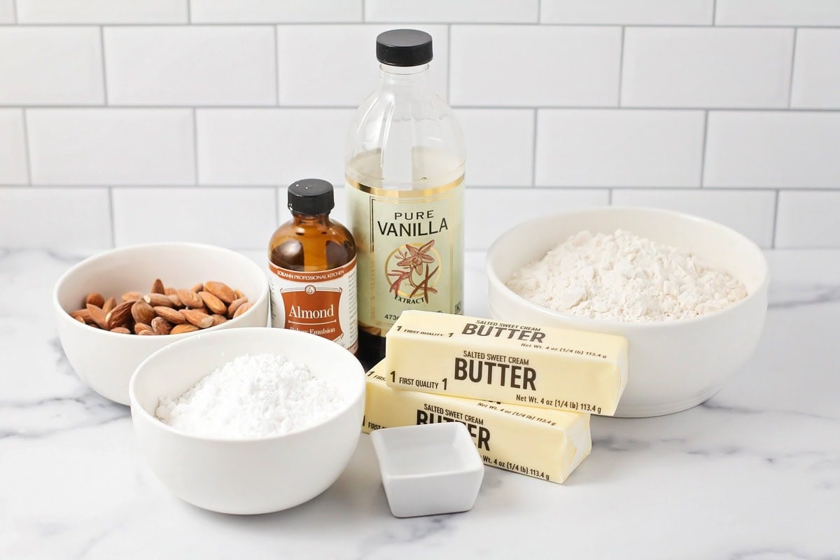 Ingredients for cookies on a kitchen counter.