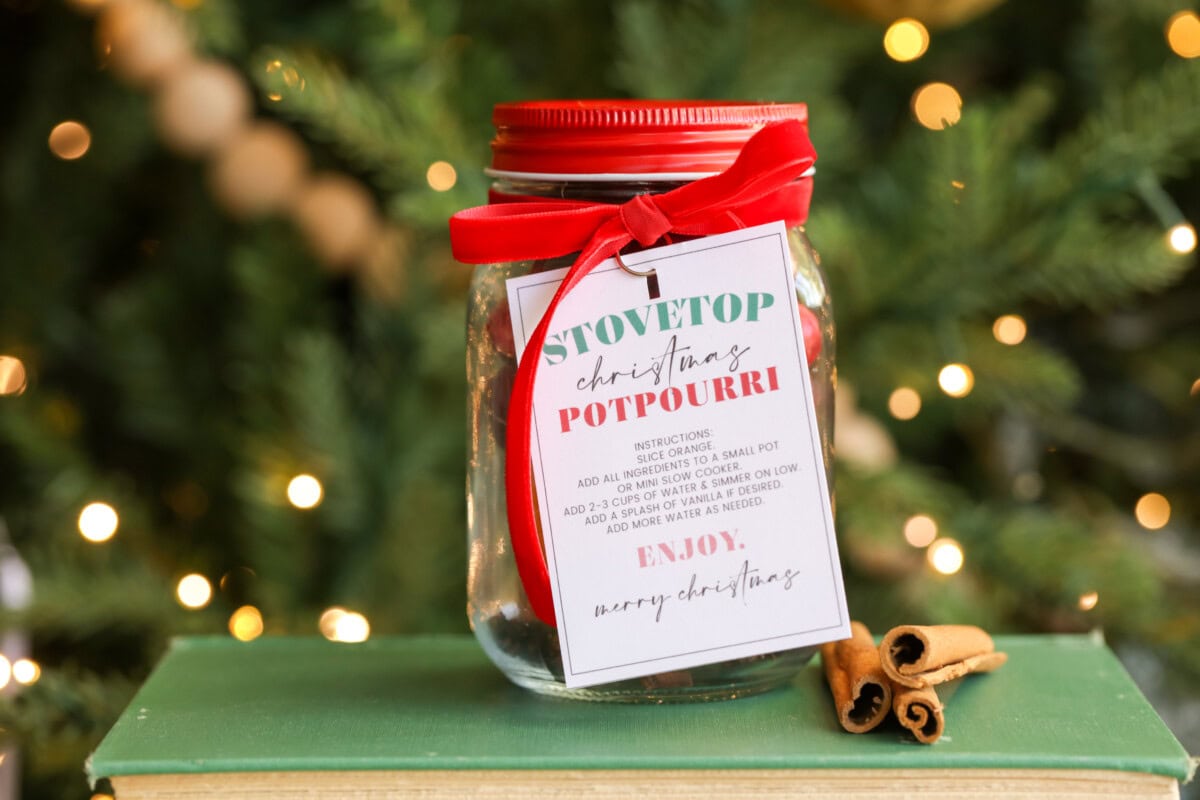 Homemade stovetop potpourri gift tag.