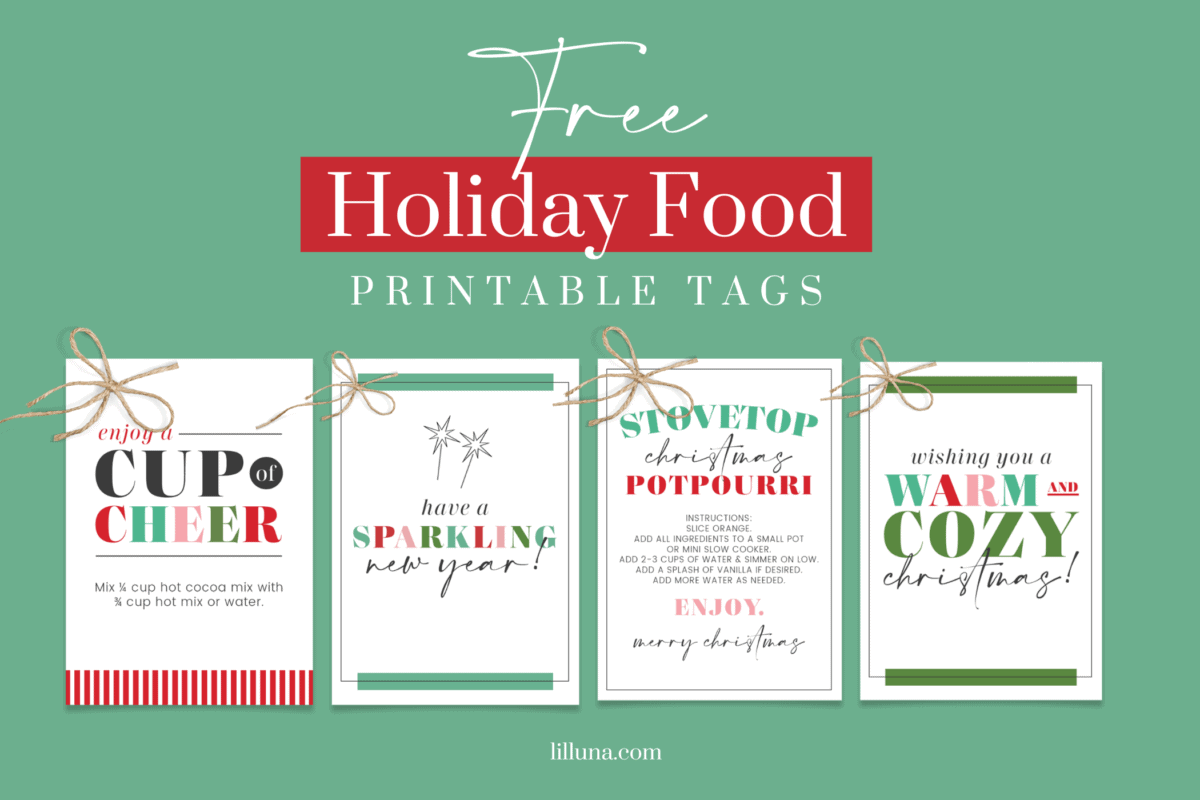 Free Holiday food gift tags to give this holiday season.