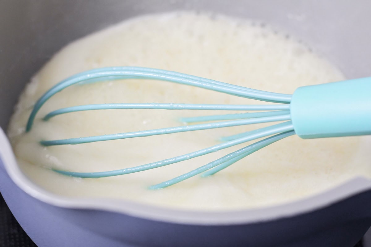 Process picture of making buttermilk syrup recipe.