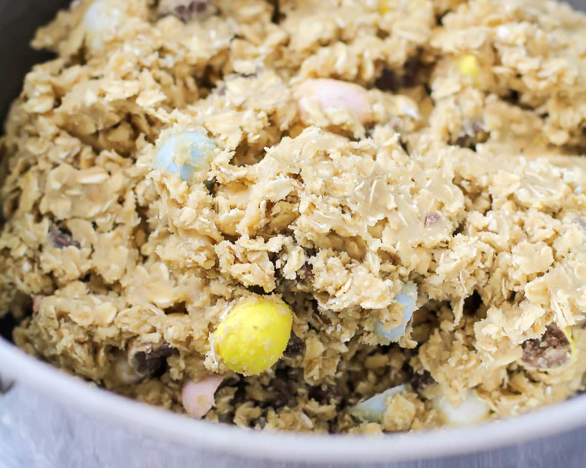 Cookie dough mixed in a bowl.