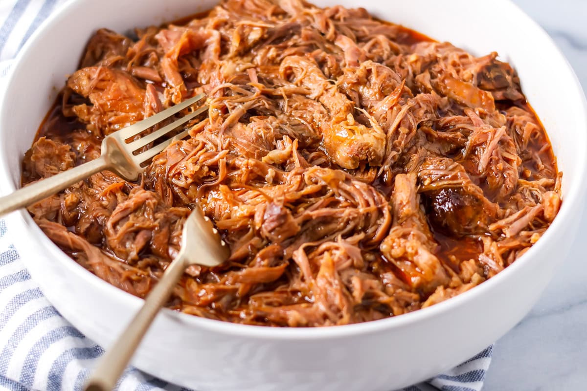 Cafe Rio sweet pork recipe served in a white bowl.