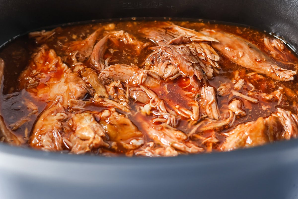 Cafe Rio sweet pork in a crockpot.