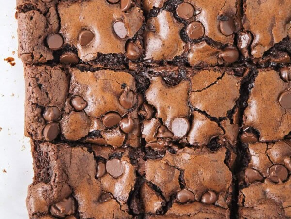A pan of homemade brownies.
