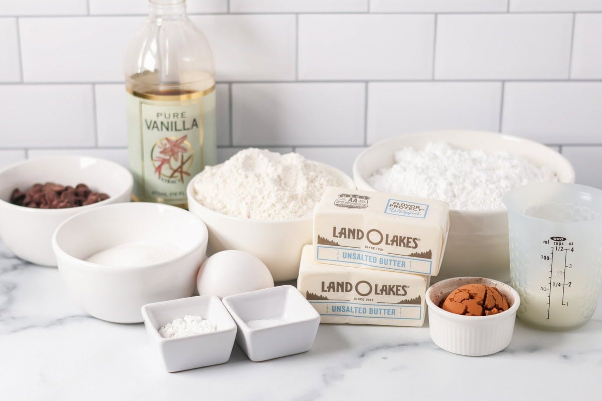 Ingredients set out on a kitchen counter.