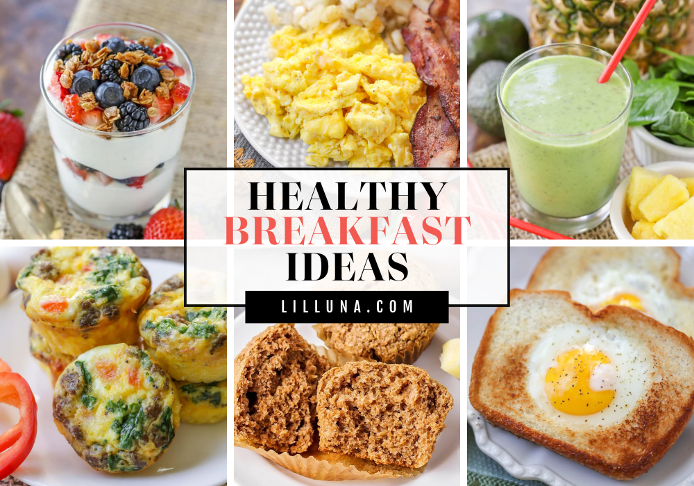 Collage of healthy breakfast recipes.