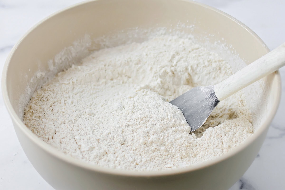 Dry ingredients for carrot cake muffins.