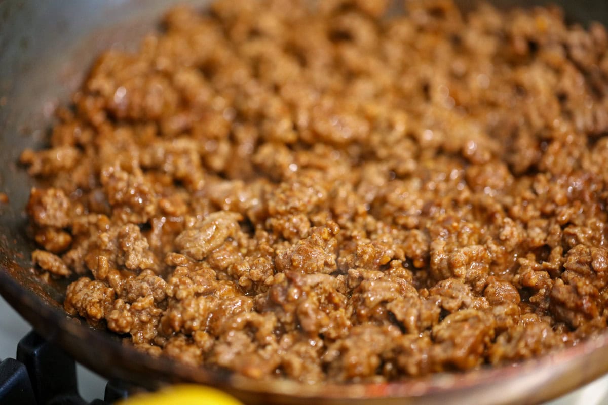 Seasoned ground beef for Taco Pasta Shells recipe