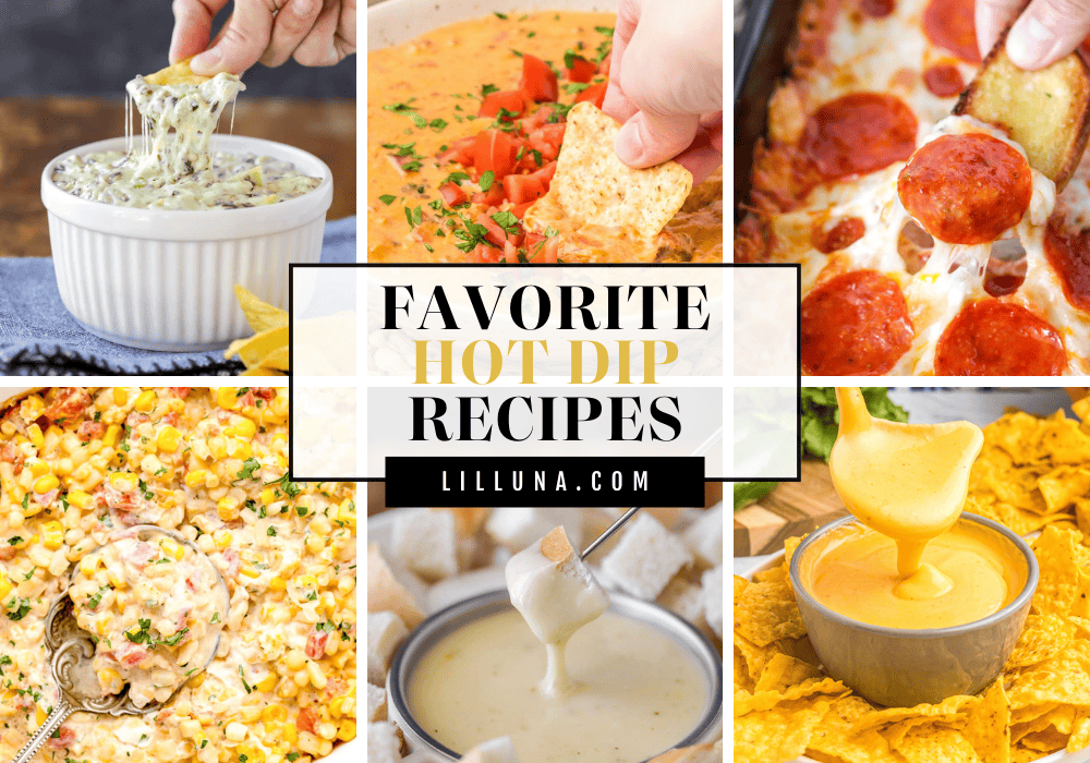 Collage of hot dip recipes.