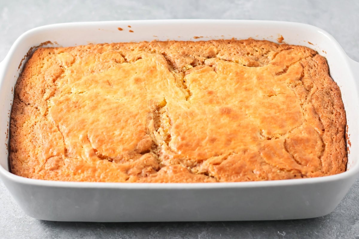 Honey bun cake straight from the oven.