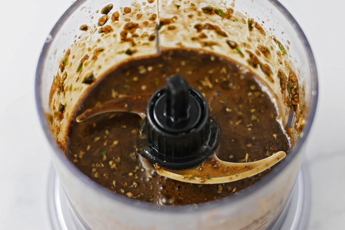 Italian steak marinade in a food processor.