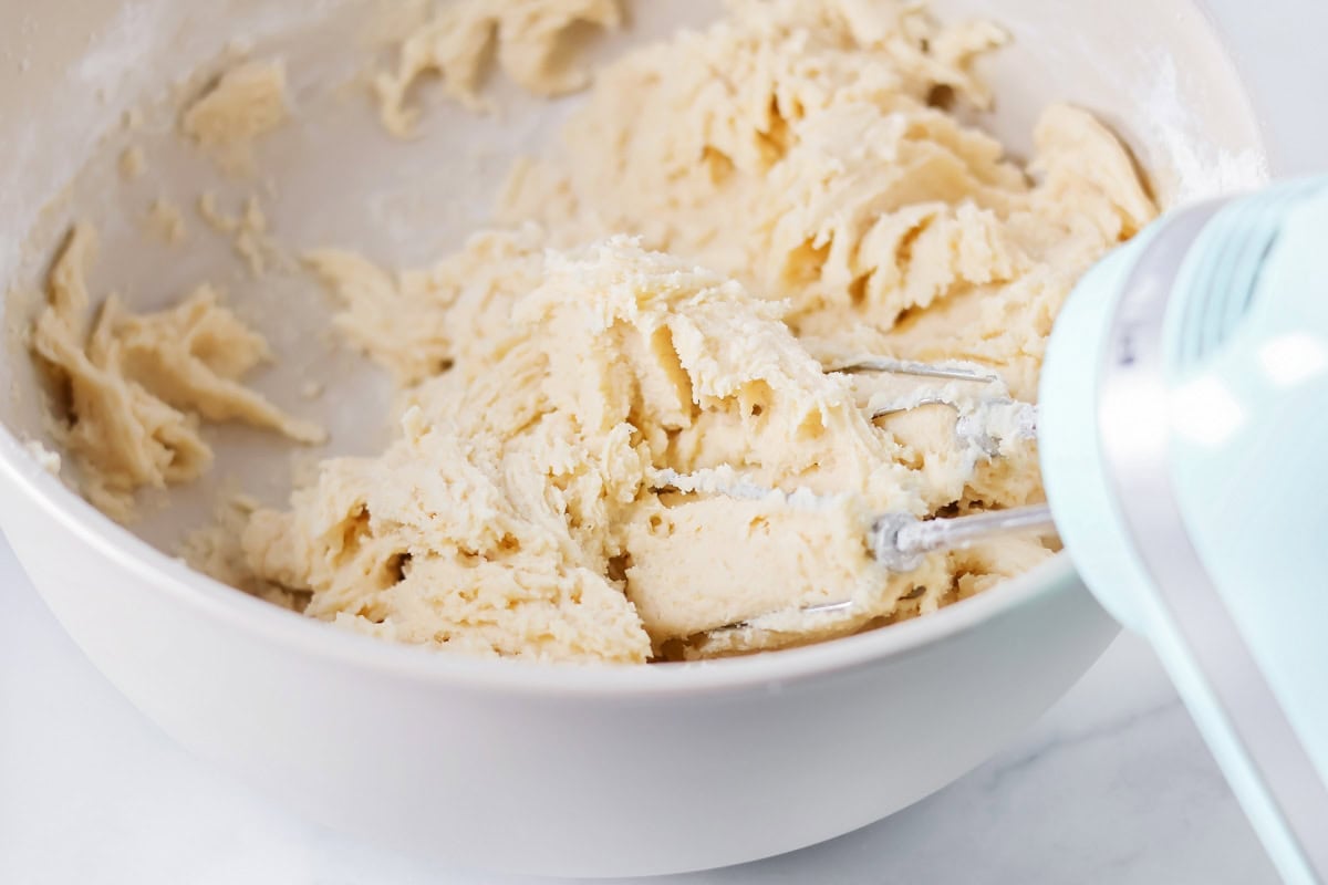Mixing cherry bars base in mixing bowl.