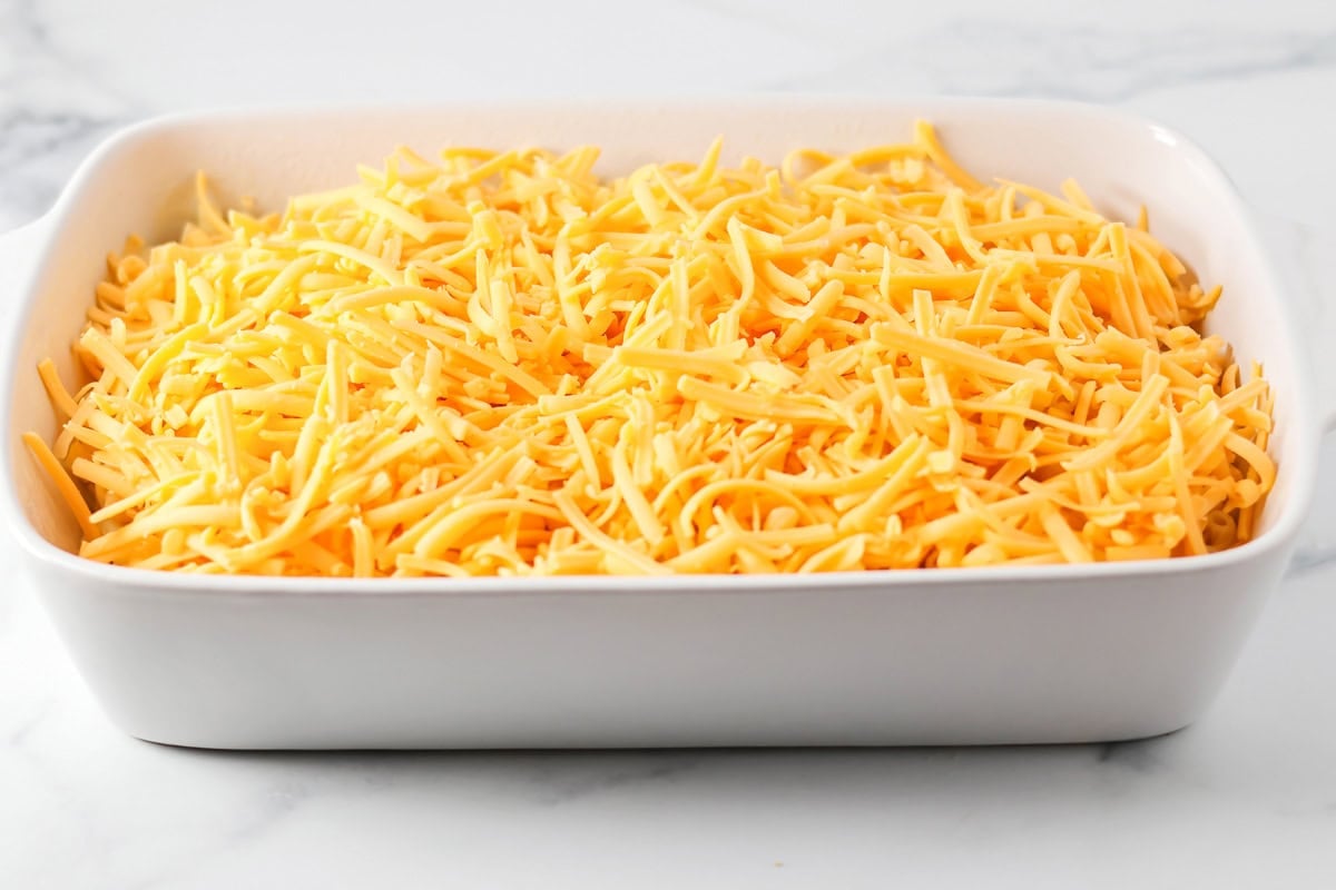 Process picture of how to make homemade mac and cheese.