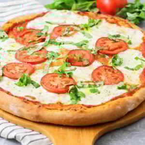 Fresh out of the oven Margherita pizza.