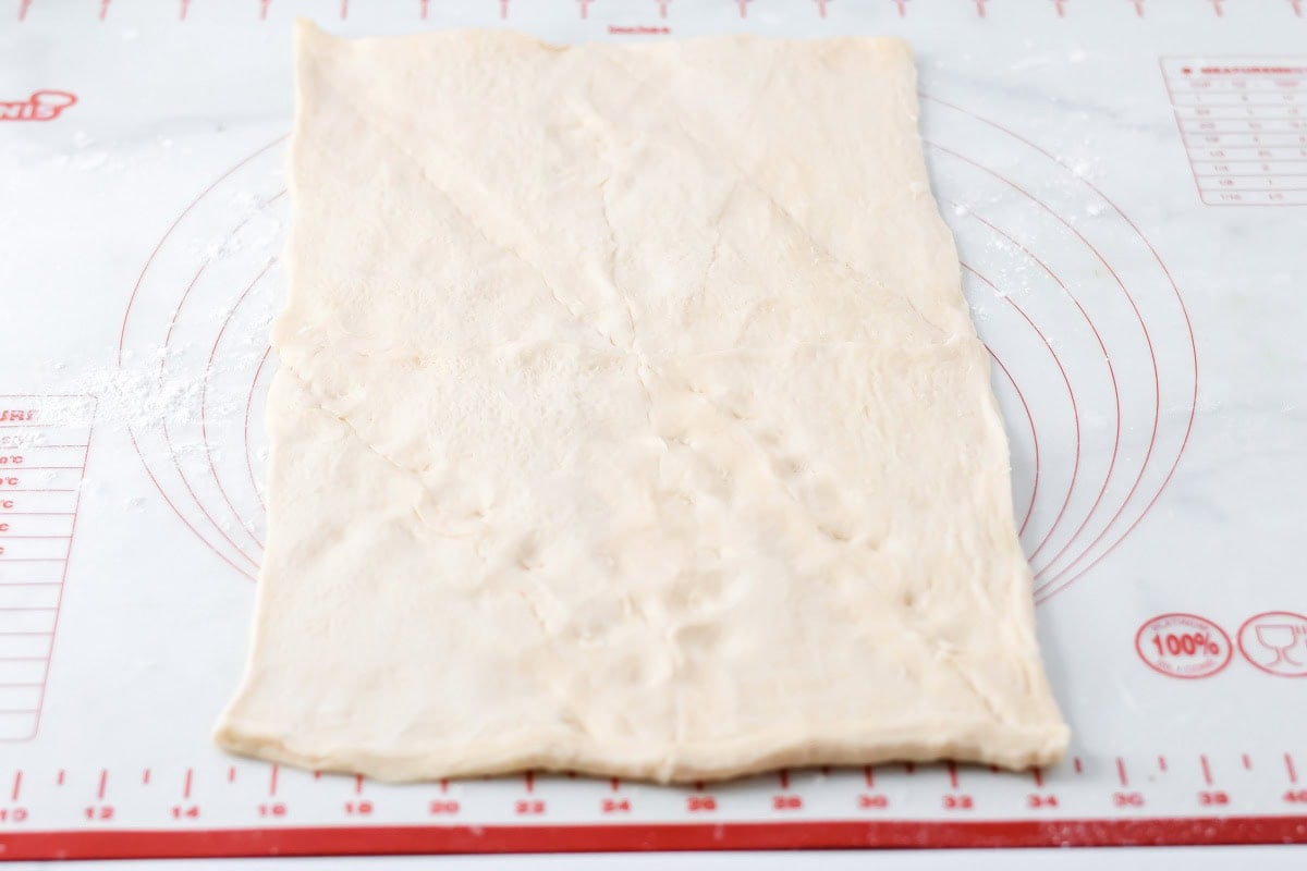 Crescent dough laid out on Silpat.