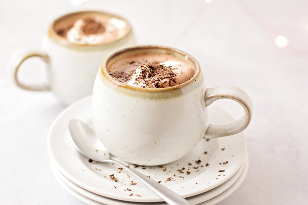 Hero shot of homemade hot chocolate recipe.