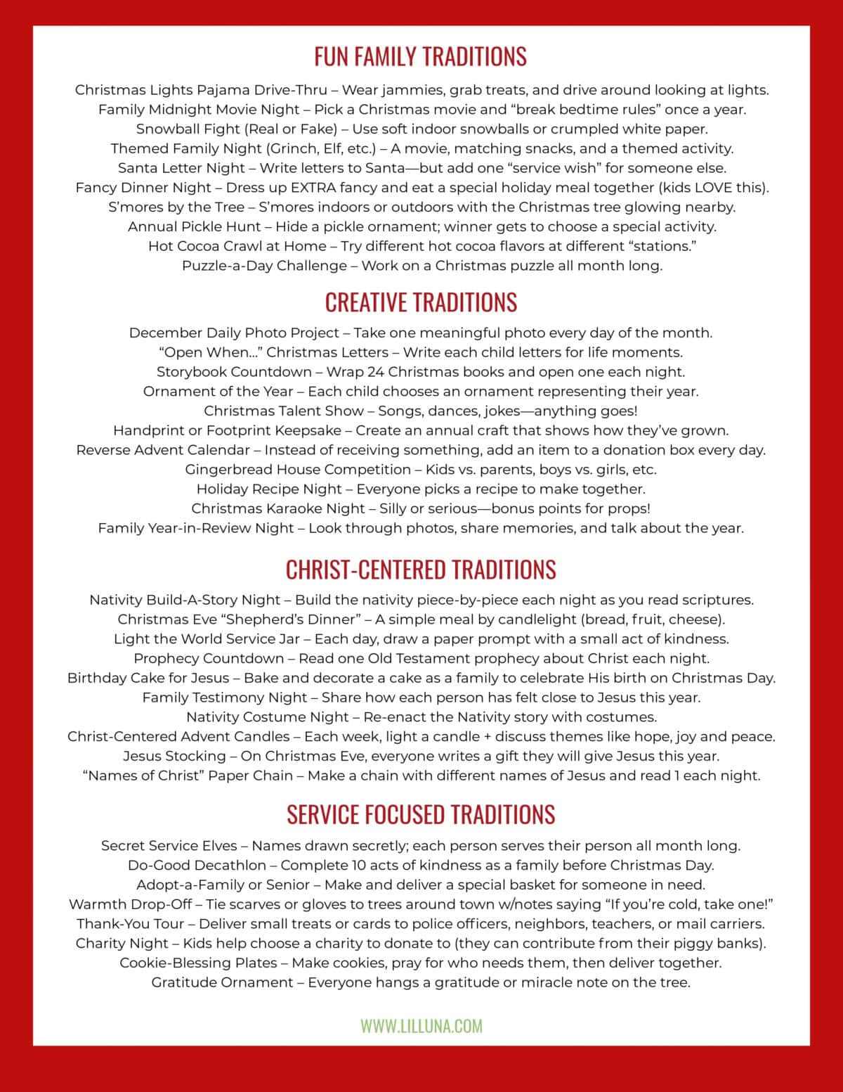 Christmas traditions and descriptions for free download.