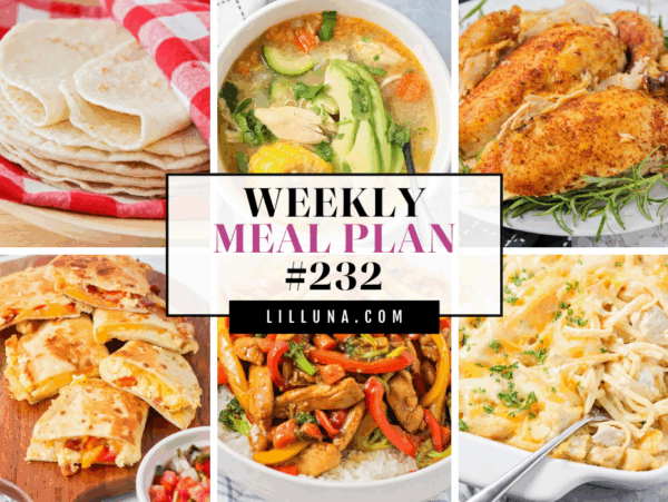 Meal plan 232 collage of recipes.