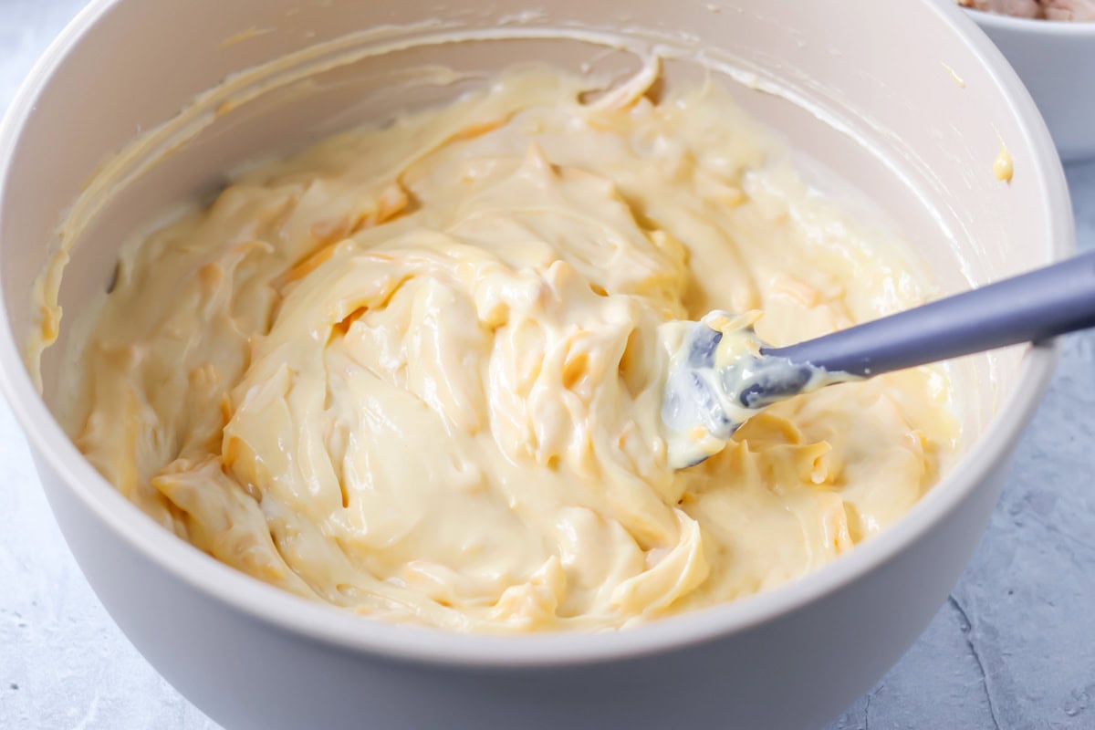 Creamy sauce mixture for Broccoli cheese casserole recipe.