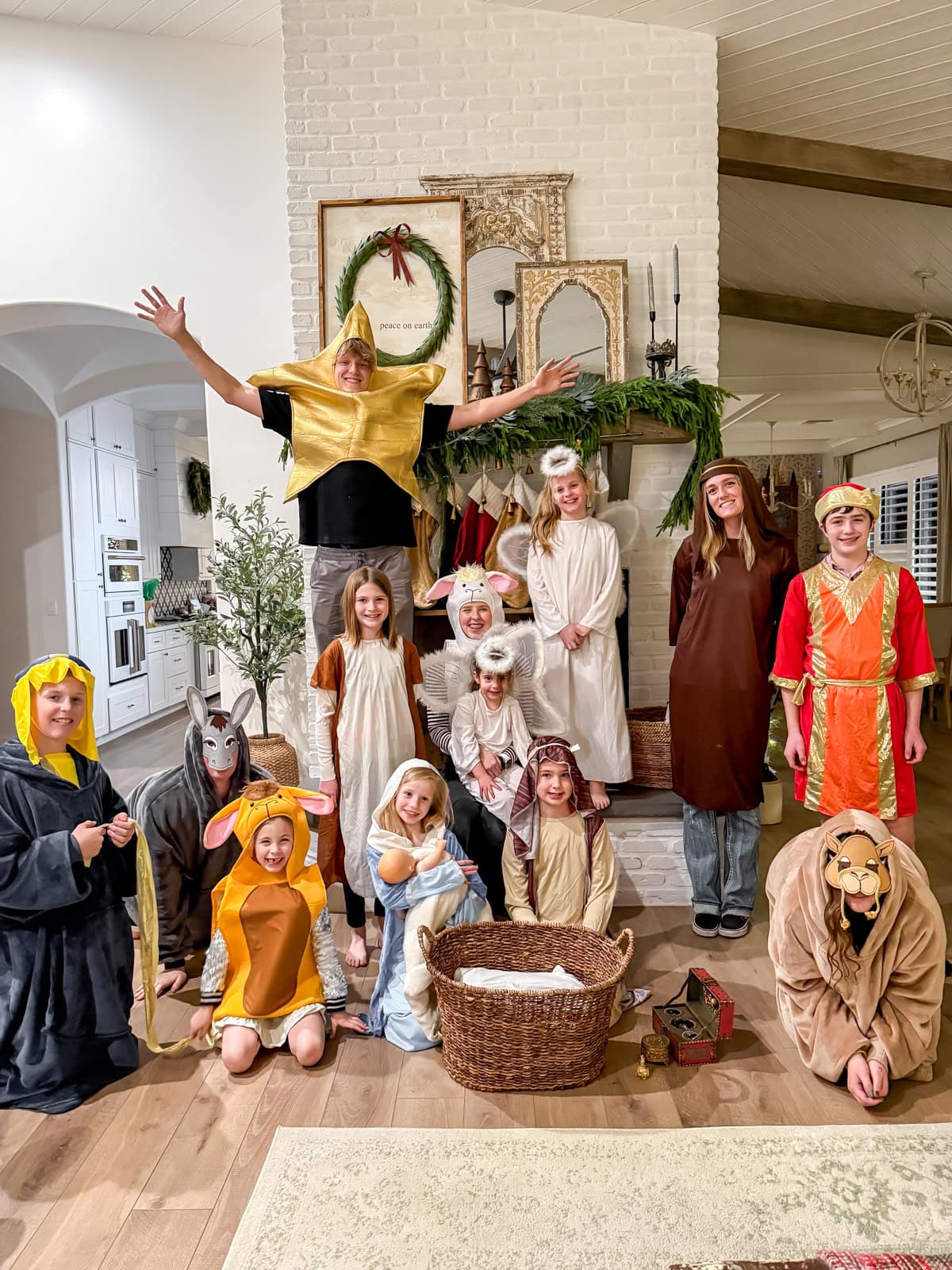 Family dressed up as nativity.