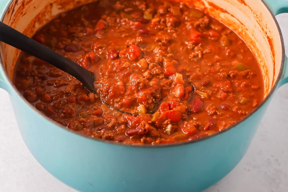 Large bowl of copycat Wendy's chili.