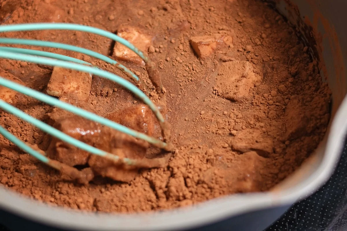 Ingredients for No bake cookies recipe in pot.