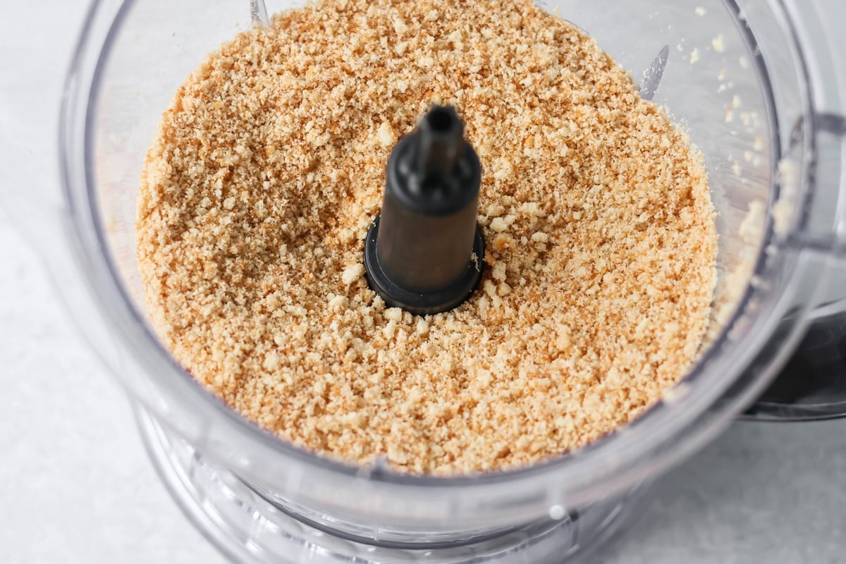Crushed wafers in food processor.