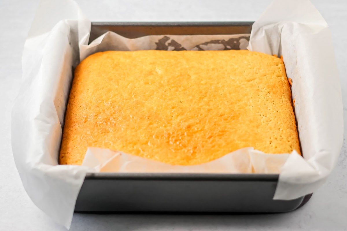 Freshly baked shortcake ready for cutting and layering.