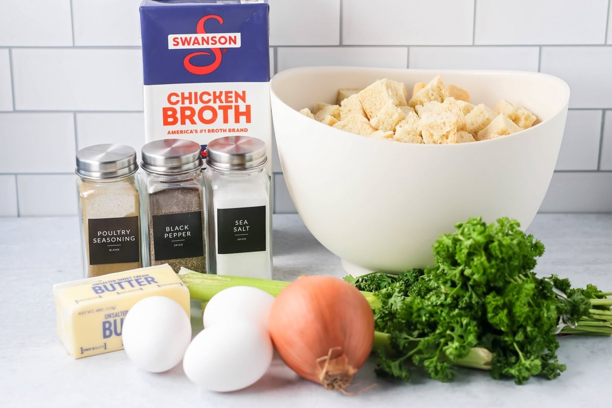 Ingredients for make ahead stuffing.