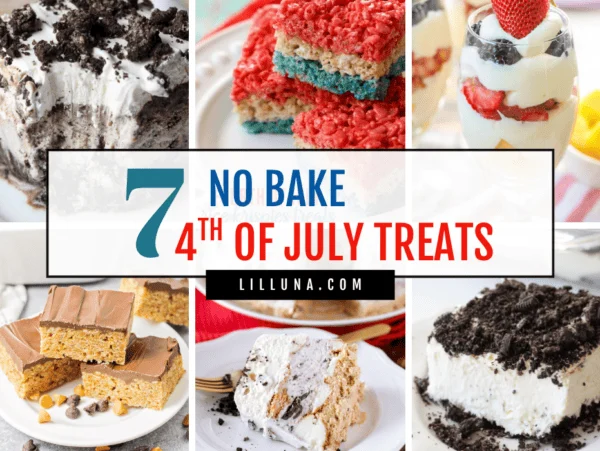 No Bake 4th of July treats collage graphic.
