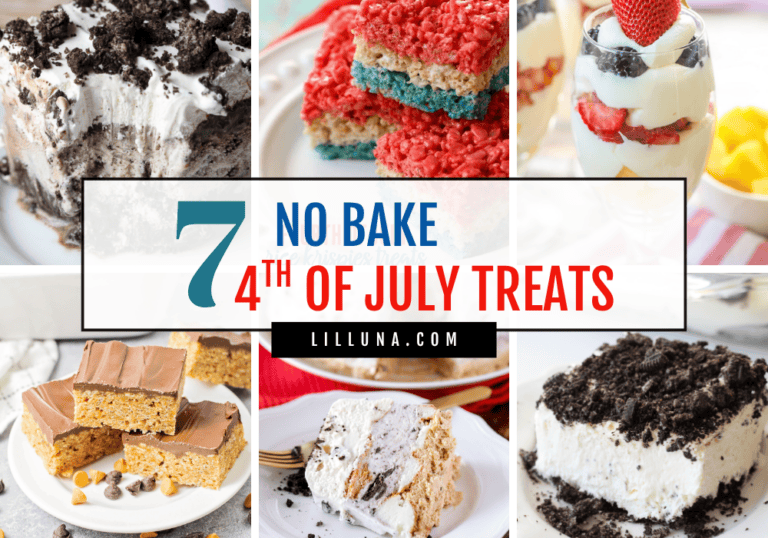 No Bake 4th of July treats collage graphic.