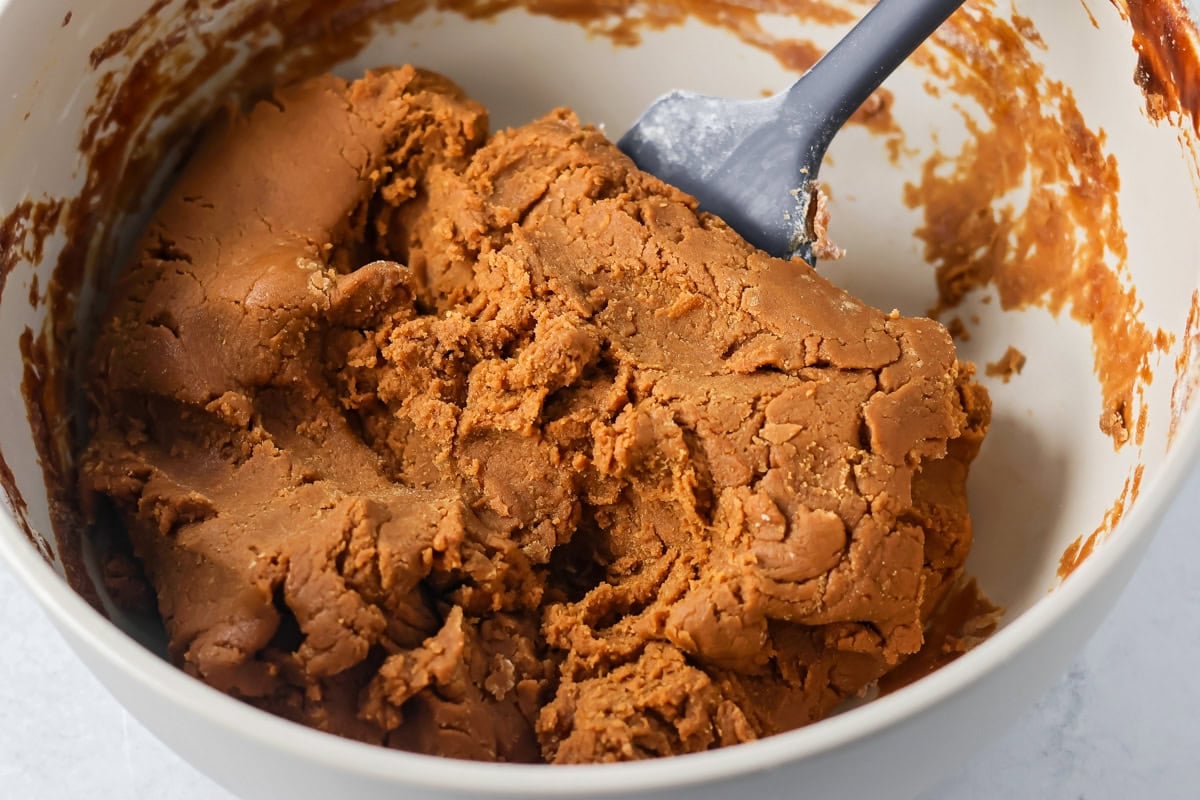 Pepparkaka dough in a mixing bowl.