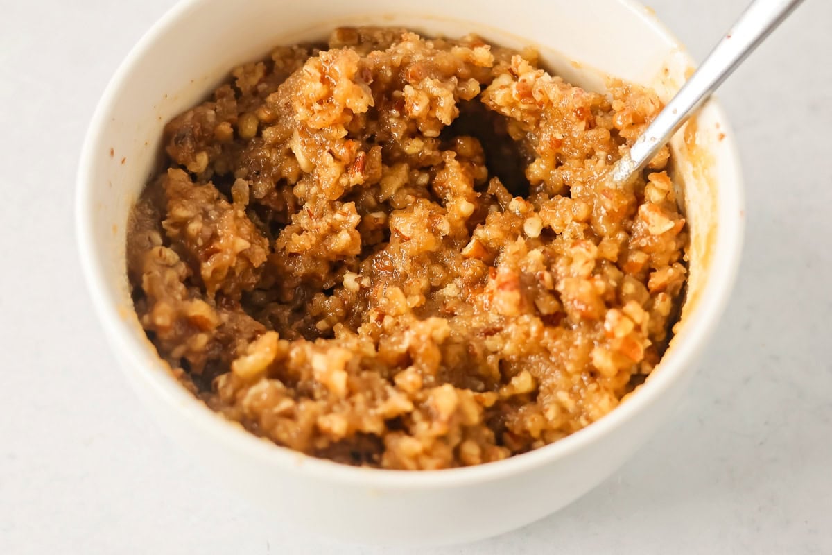 Pecan mixture for sweet potato pecan pie.