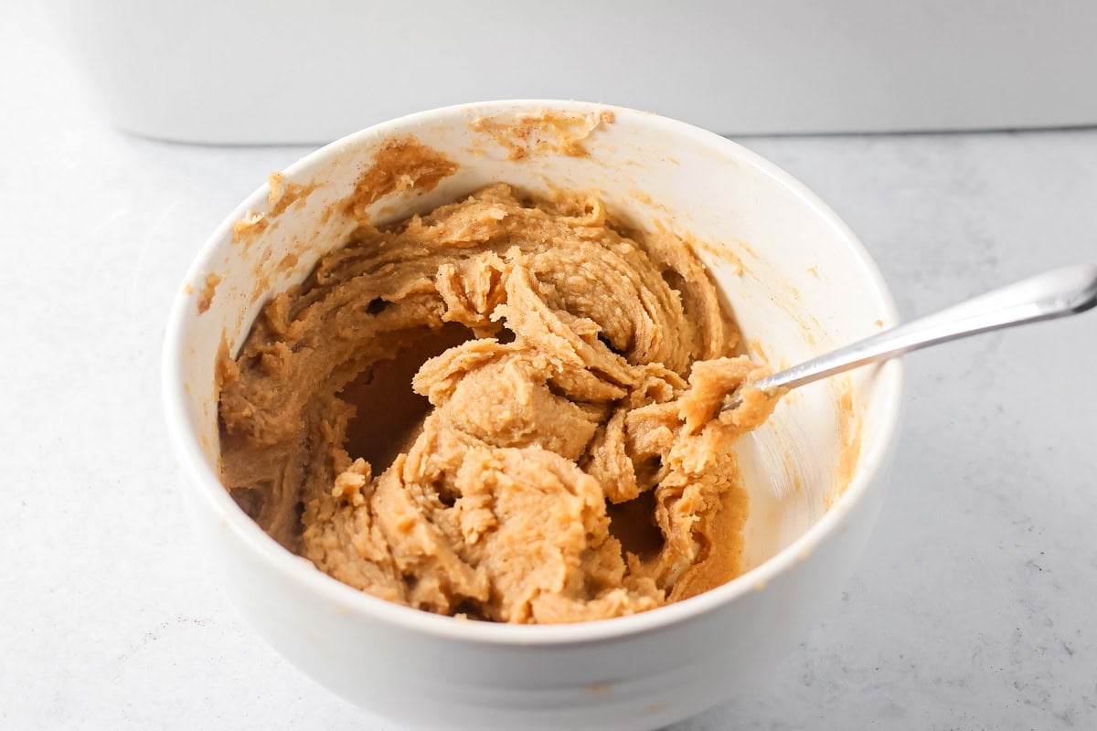 Filling mixture in a bowl for Hawaiian King Cinnamon Rolls.