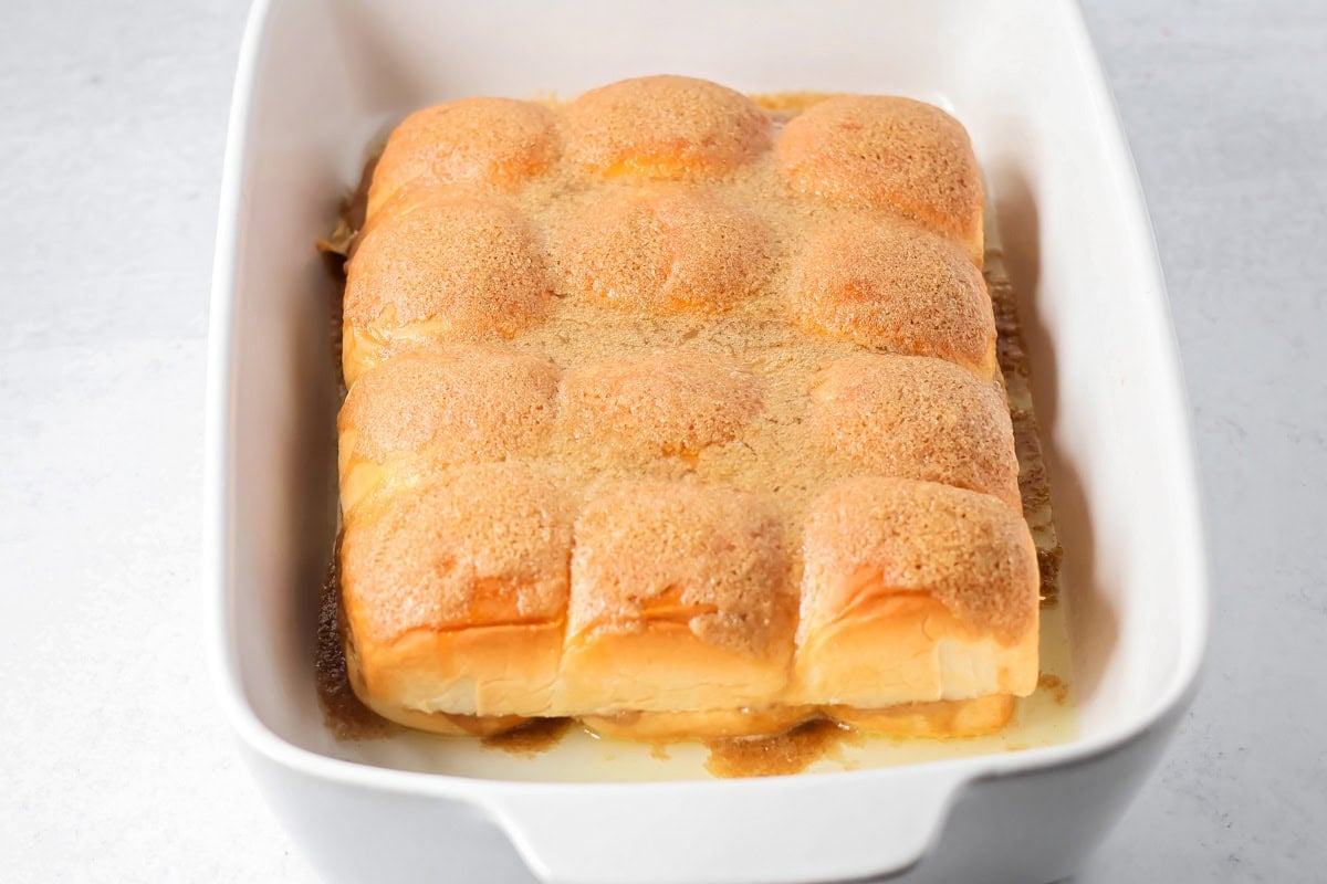 Layering Hawaiian King Cinnamon Rolls.