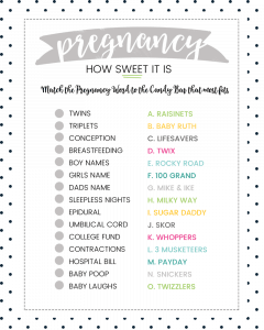 FREE Baby Shower Candy Bar Game - 4 colors | Lil' Luna
