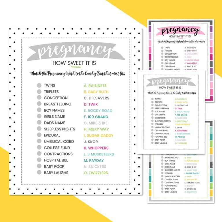 FREE Baby Shower Candy Bar Game - 4 colors | Lil' Luna
